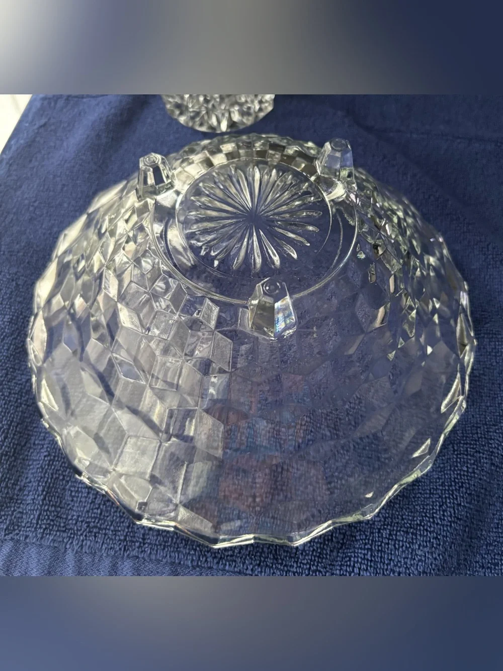 Clear Pressed Glass Footed Bowl - Scalloped Edge